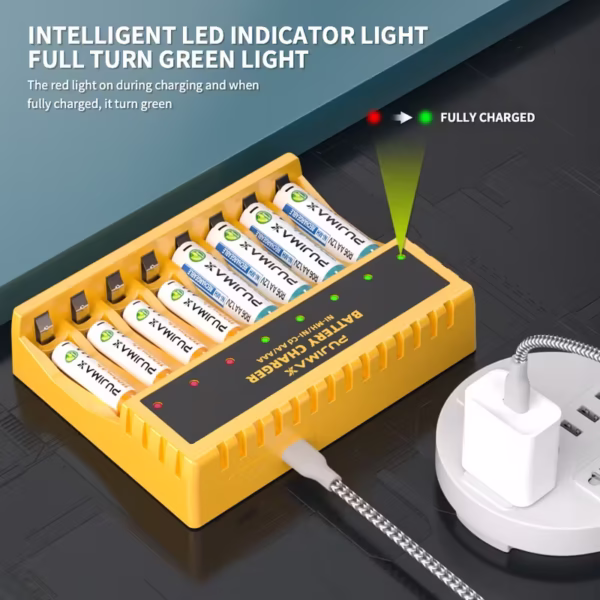 PUJIMAX Паметен полнач 1.2V со 8 слотови за батерии - Figura 2